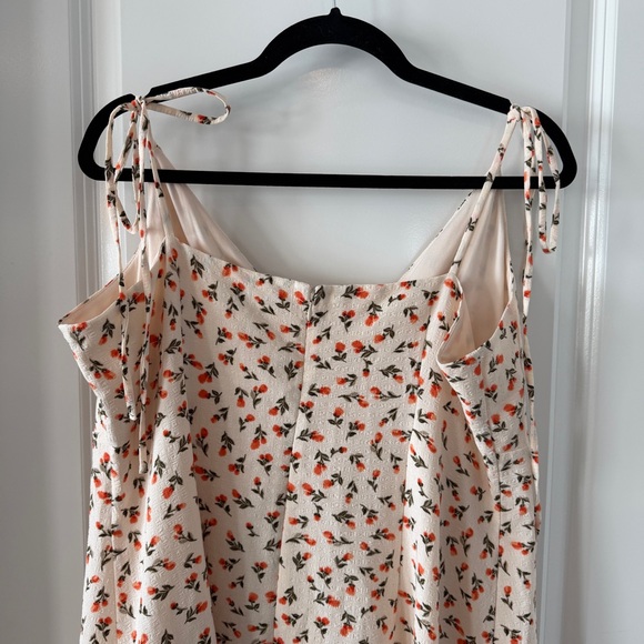 BCBGeneration Cream Floral Midi Dress Tie Straps A-Line Ditsy Floral Sundress - Picture 6 of 8